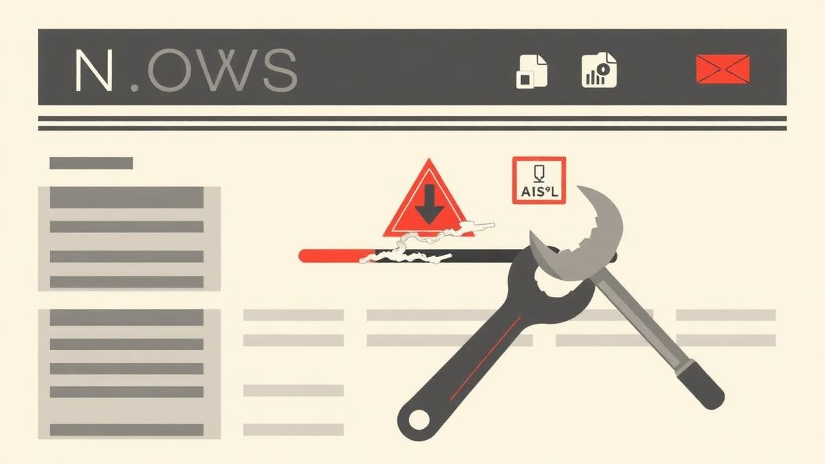 Broken download progress bar with error triangle and wrench toolkit